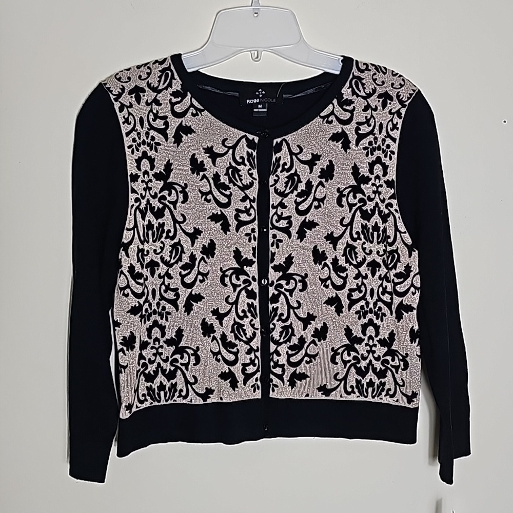 Ronni Nicole Black & Gold Long Sleeve women's Sweater Size M